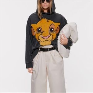 Zara X Disney The Lion King Simba Graphic Hoodie Sweatshirt Charcoal Small